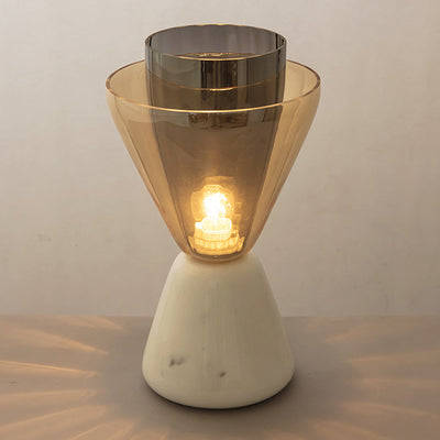 Nordic Luxury Marble Glass Cone 1-Light Table Lamp