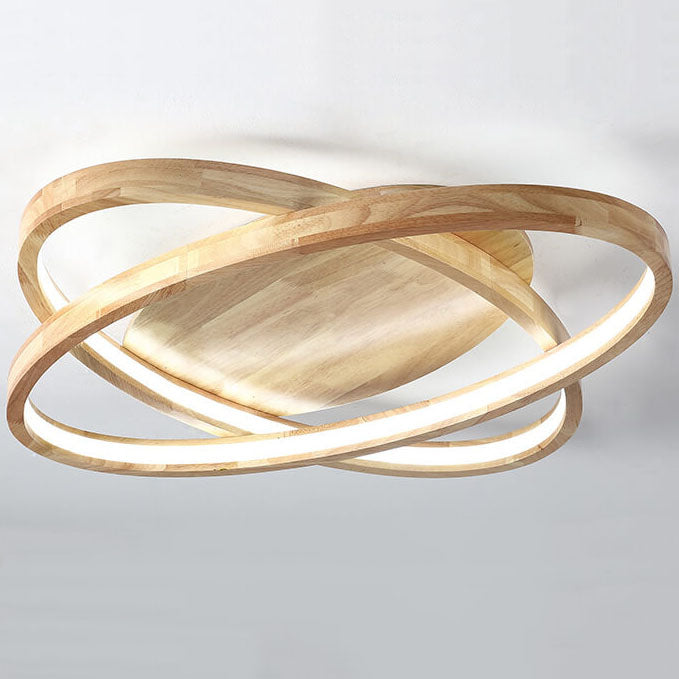 Plafonnier LED ovale en bois nordique moderne 