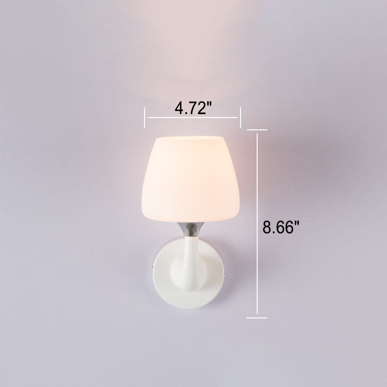 Nordic Minimalist White Glass Cup Shade 1/2 Light Wandleuchte 