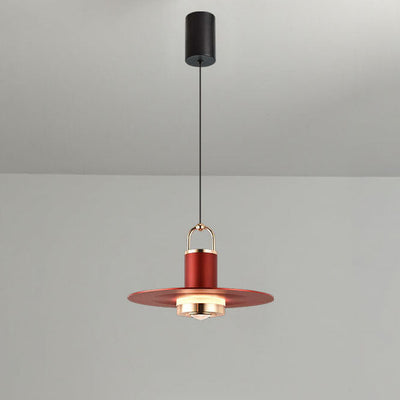 Modern Minimalist Disc Cylindrical Liftable Aluminum LED Pendant Light