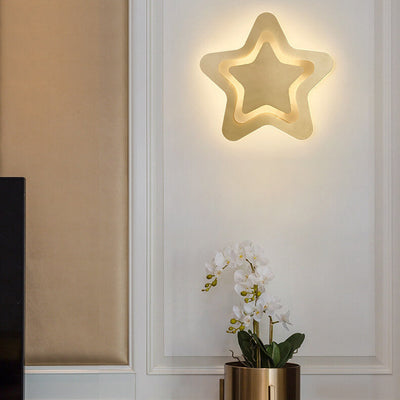 Nordic Luxury Brass Star Shape LED Wall Sconce Lamp