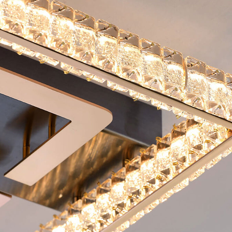 Modern Luxury Square Crystal Acrylic LED Flush Mount Ceiling Light