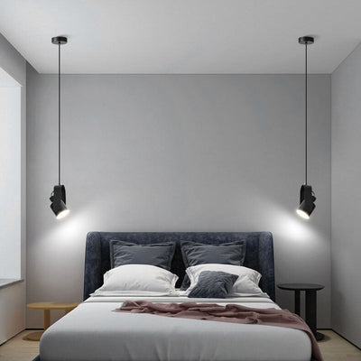 Contemporary Scandinavian Cylindrical Wooden Iron 1-Light Pendant Light For Bedroom