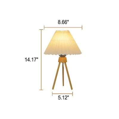 Nordische Retro-Stativ-Plissee-Design-Regenschirm-1-Licht-Tischlampe 