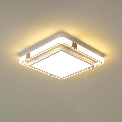 Modern Luxury Rectangular/Square/Round Crystal Decorative LED Flush Mount Ceiling Light