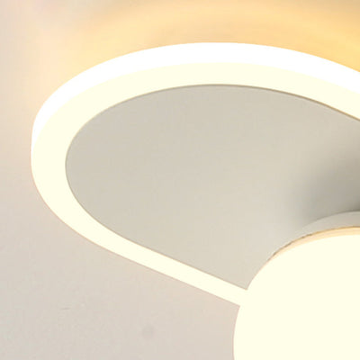 Modern Minimalist Geometric Oval Ring Spheroid Combination LED Flush Mount Ceiling Light For Living Room