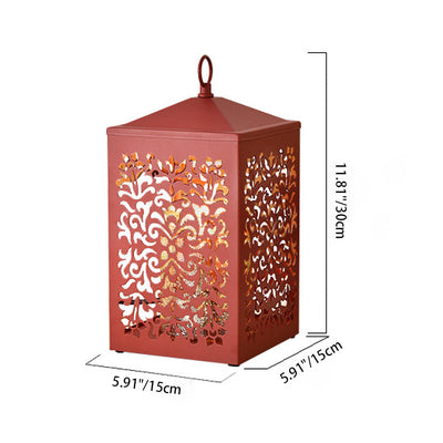 Traditional Vintage Metal Hollow Rectangle Shade 1-Light Melting Wax Table Lamp For Bedroom