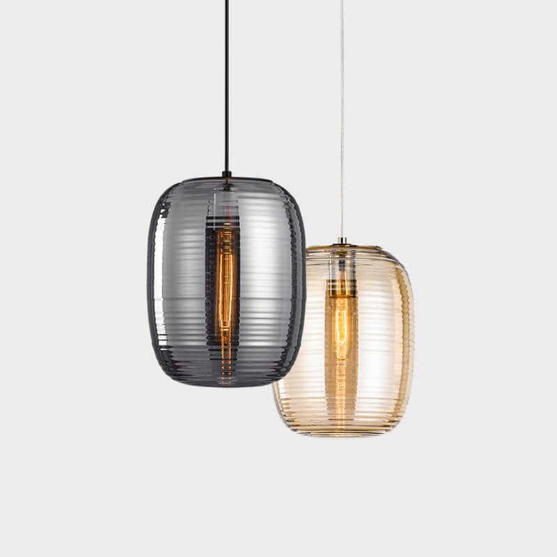 Postmodern Creative Oval Ribbed Glass Pendant Light