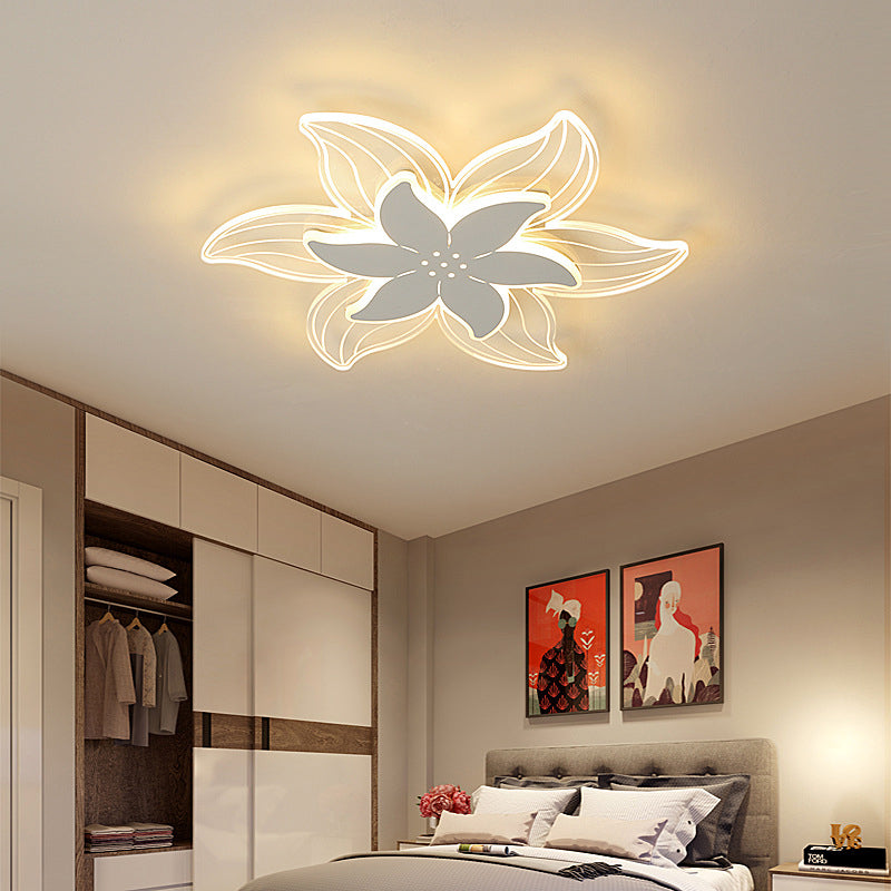 Lampe encastrée à LED à double couche en acrylique Art déco moderne avec abat-jour en forme de fleur 