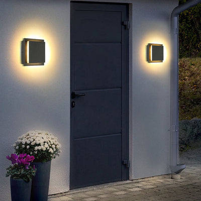 Moderne, minimalistische, wasserdichte, quadratische, flache, geometrische LED-Wandleuchte 