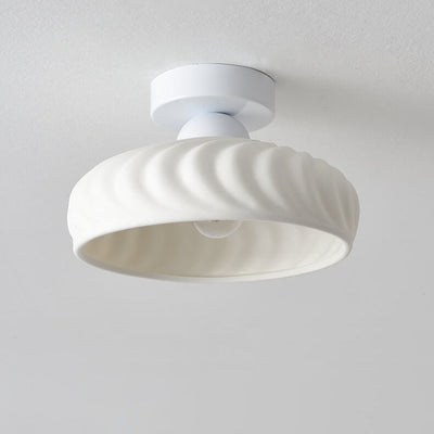 Plafonnier semi-encastré rond à 1 lumière à cône en céramique texturé minimaliste nordique 