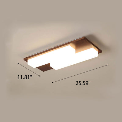 Plafonnier LED rectangulaire en acrylique, créatif et nordique, en noyer, à encastrer 