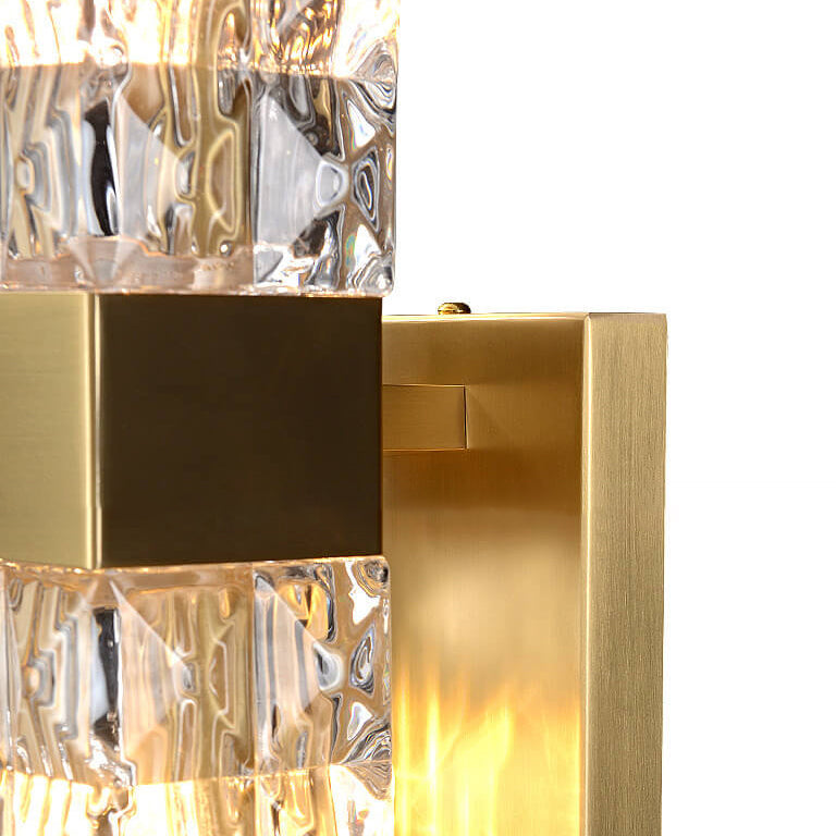 Modern Luxury Rectangular Half-Cylinder Copper Glass 2/3 Light Wall Sconce Lamp