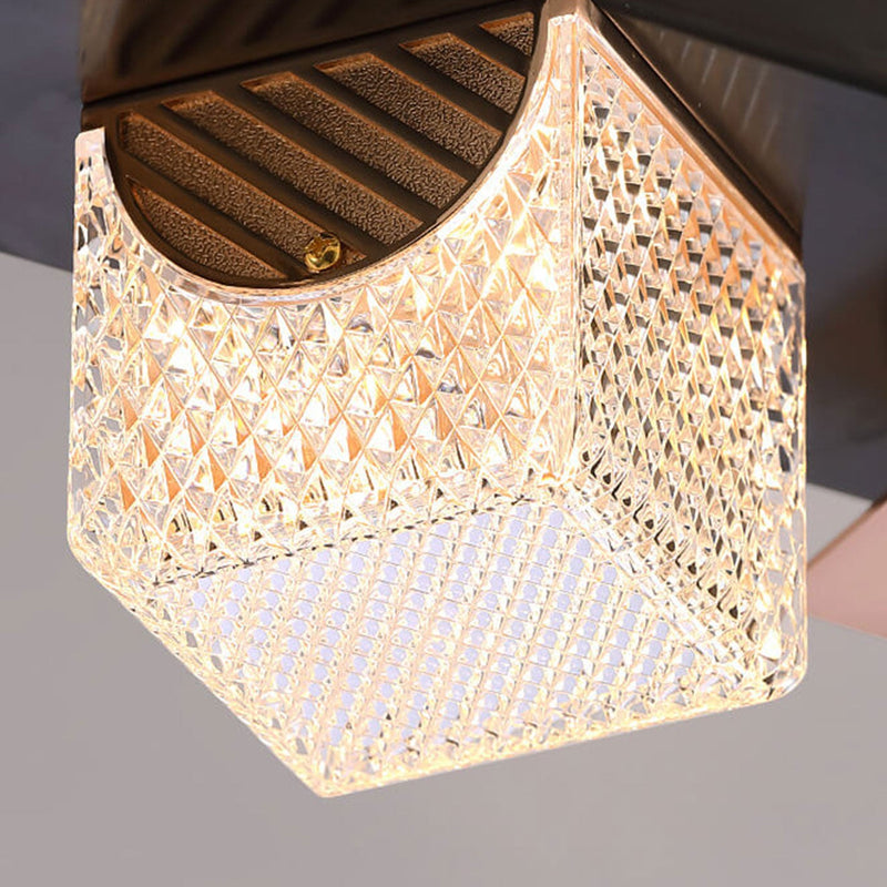 Modern Luxury Square Crystal Acrylic LED Flush Mount Ceiling Light