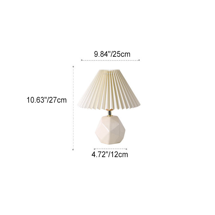 Contemporary Creative Pleated Fabric Shade Imitation Stone Base 1-Light Table Lamp For Bedroom