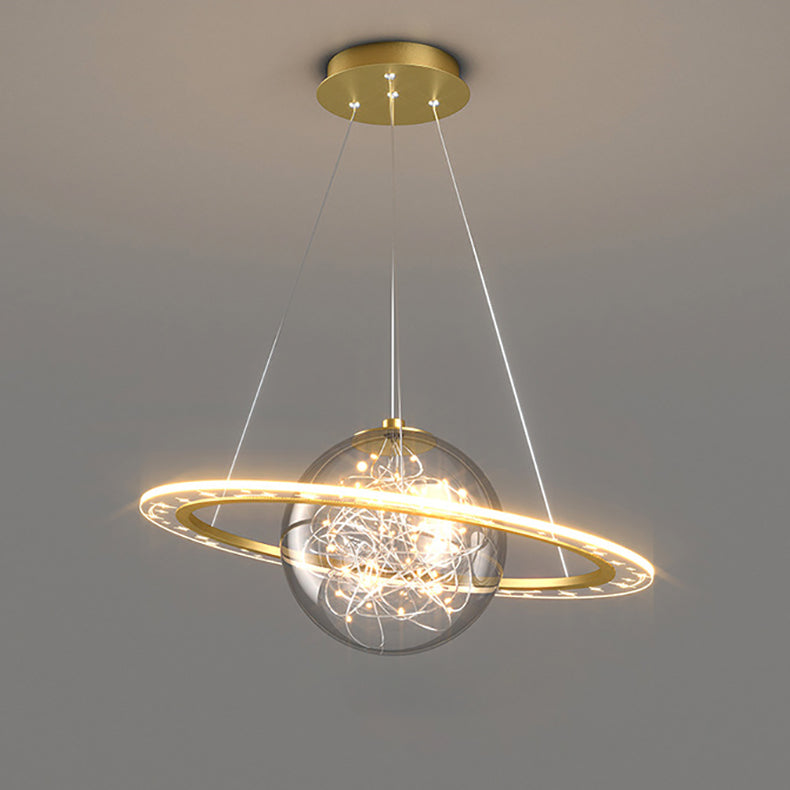 Contemporary Scandinavian Universe Planet Acrylic LED Pendant Light For Living Room