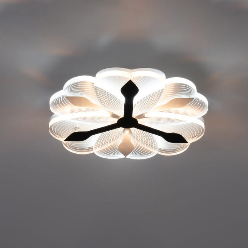 Plafonnier semi-encastré à LED en acrylique, motif floral créatif moderne 