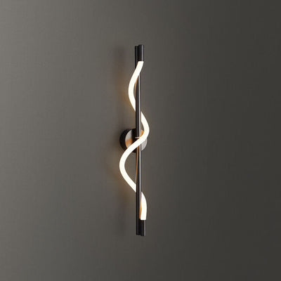 Modern Minimalist Twist Curve Long Bar Copper LED Wall Sconce Lamp