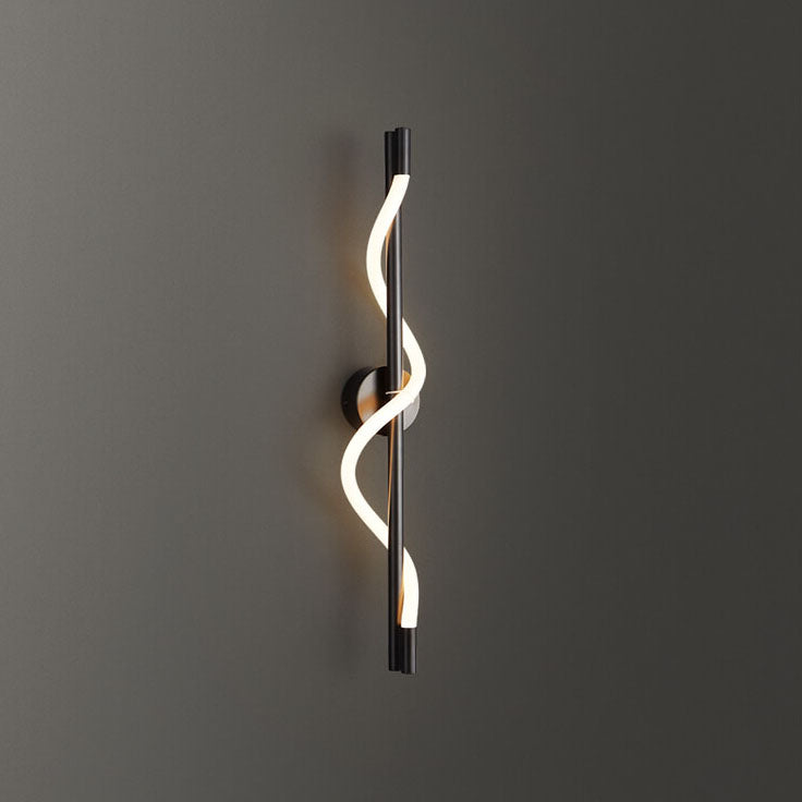 Modern Minimalist Twist Curve Long Bar Copper LED Wall Sconce Lamp