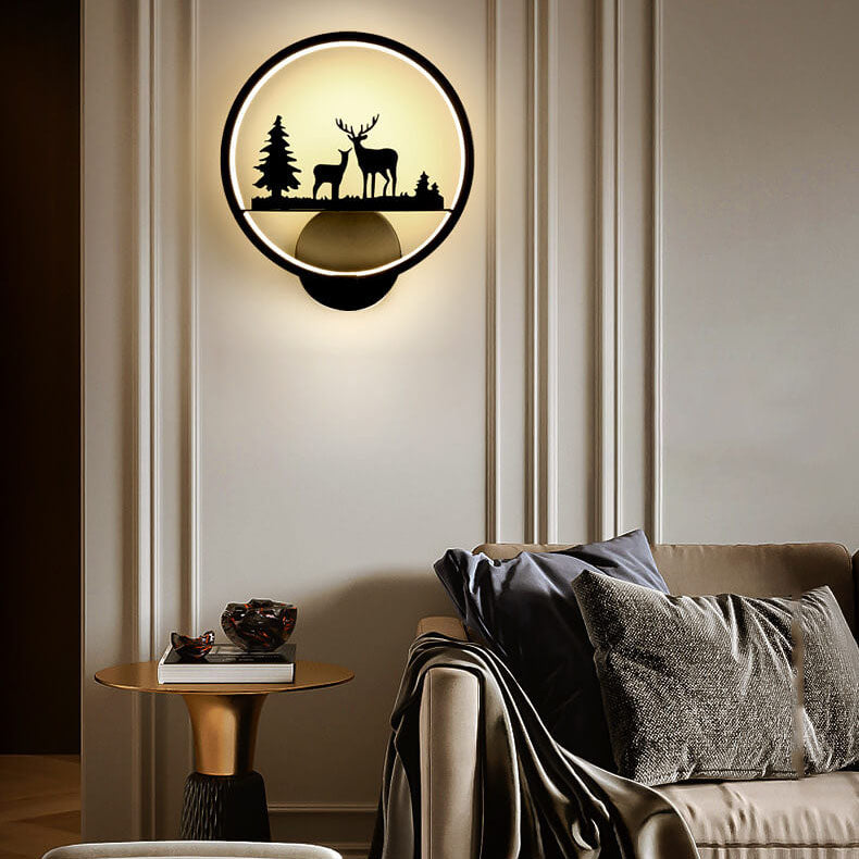 European-style Creative Moose Round Silicone Acrylic LED Wall Sconce Lamp