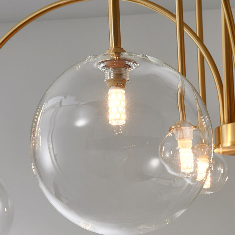 Modern Minimalist Glass Bubble Ball Brass 4/6/8 Light Chandelier