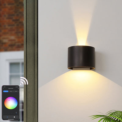 Simple Intelligent Cylindrical APP Dimming Waterproof LED Wall Sconce Lamp