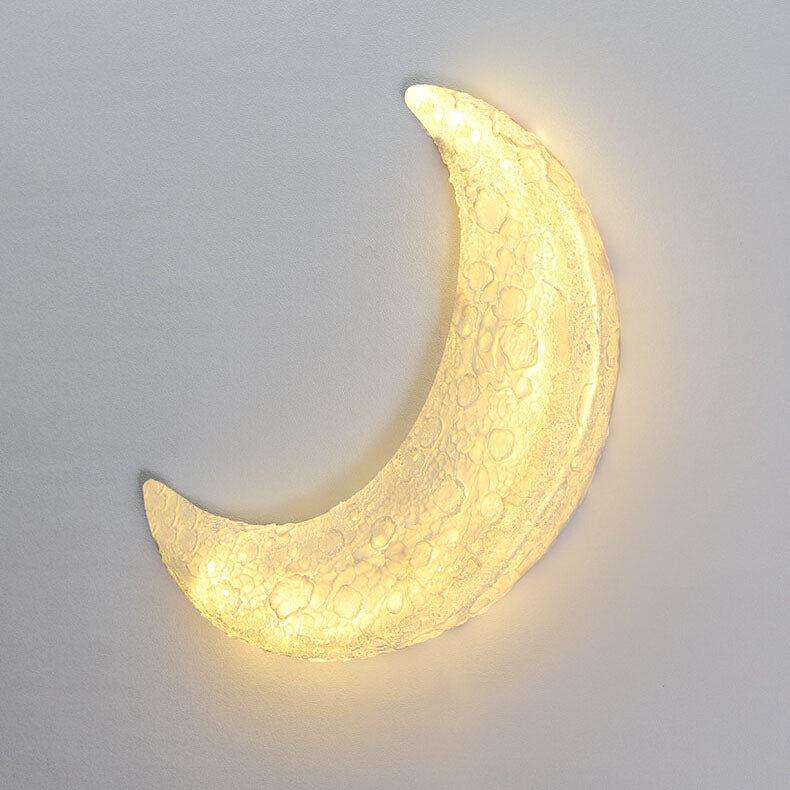 Modern Outdoor Moon Shape Resin LED Rainproof Wall Sconce Lamp