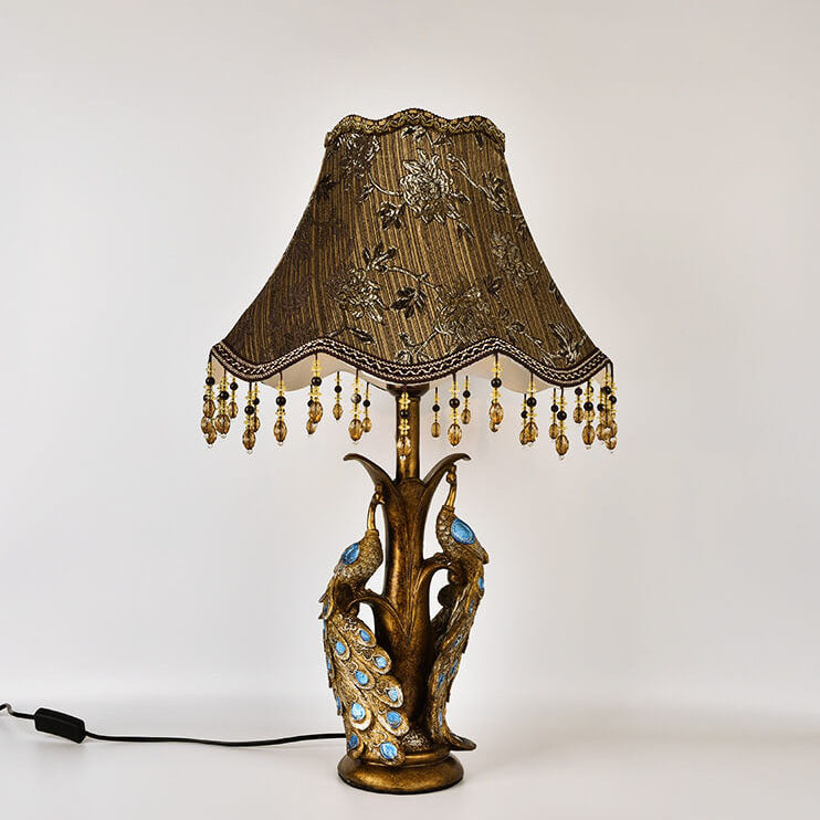 Lampe de table à 1 lumière en résine à pampilles rétro de luxe moderne et légère 