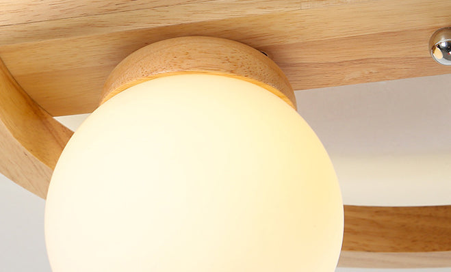 Nordic Simple Wooden Round LED Flush Mount Light