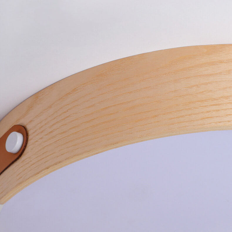 Plafonnier LED encastré en bois massif, design rond et minimaliste moderne, design en cuir 