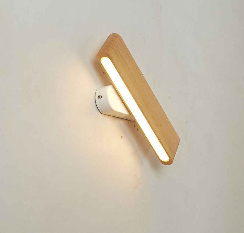 Modern Minimalist Rotatable Long Bar Wood Acrylic LED Wall Sconce Lamp