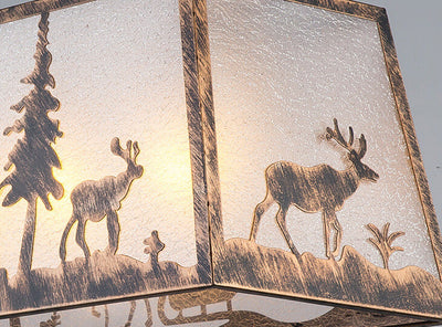Vintage Eisen Trapez Plum Deer Design 1/4 Licht Kronleuchter 