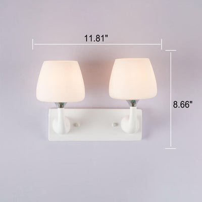 Nordic Minimalist White Glass Cup Shade 1/2 Light Wall Sconce Lamp