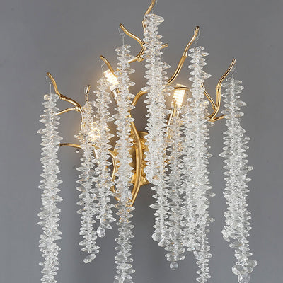 Modern Light Luxury Tree Branch Crystal 3-Light Wall Sconce Lamp