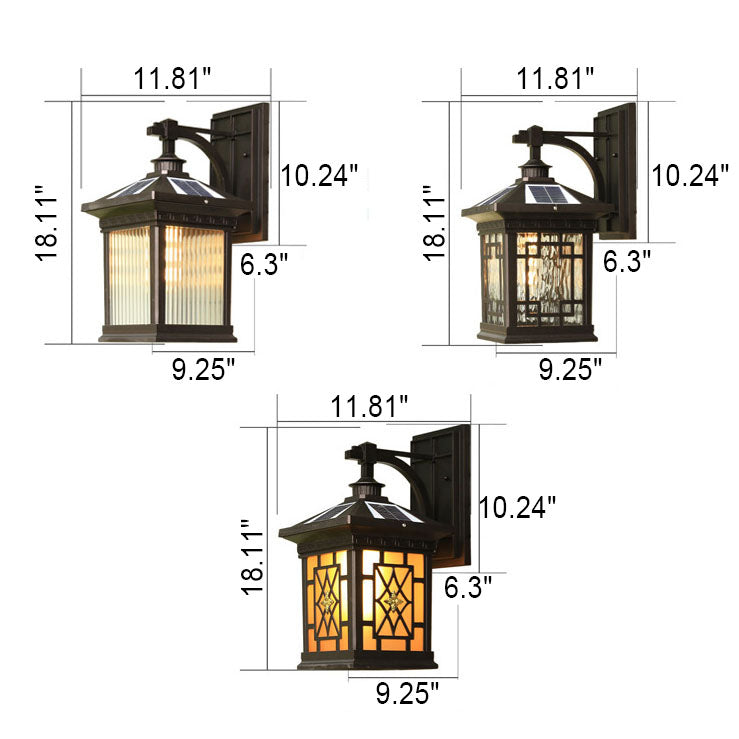 Solar Outdoor Square Cage LED Waterproof Patio Wall Sconce Lamp