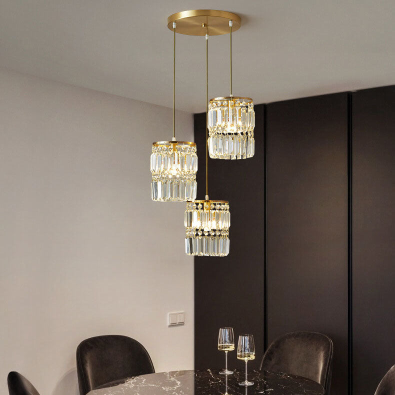 Nordic Postmodern Light Luxury All Copper Crystal 1/3-Light Island Light Kronleuchter