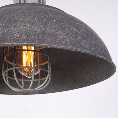 Industrial Vintage Iron Rust Pot Lid Dome 1-Light Pendant Light