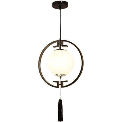 Modern Chinese Glass Ball Circle 1-Light Pendant Light