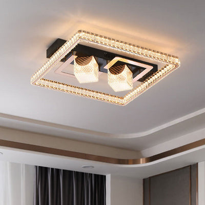 Modern Luxury Square Crystal Acrylic LED Flush Mount Ceiling Light