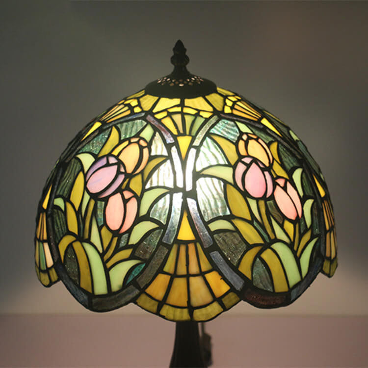 Tiffany Rustikale Buntglas-Tischlampe mit 1 Leuchte 