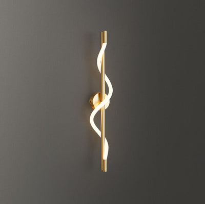 Modern Minimalist Twist Curve Long Bar Copper LED Wall Sconce Lamp