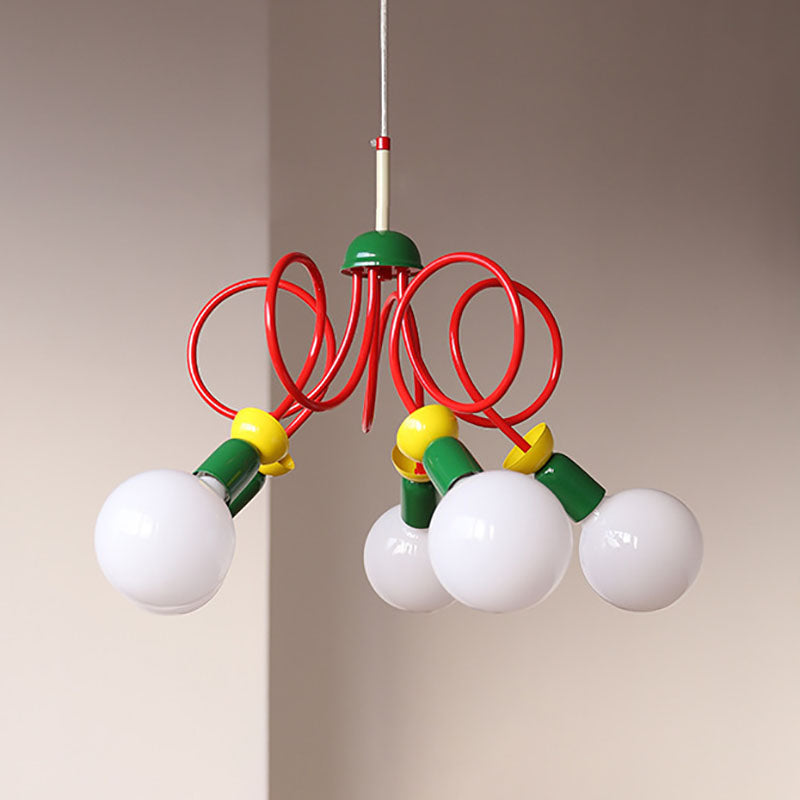 Contemporary Scandinavian Orb Fruit Iron Glass 2/3/5 Light Chandelier For Bedroom