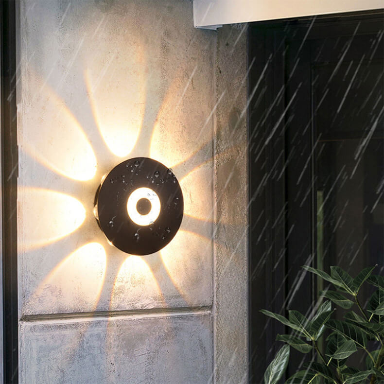 Modern Waterproof Disc Petal Effect LED Outdoor Decorative Wall Sconce Lamp