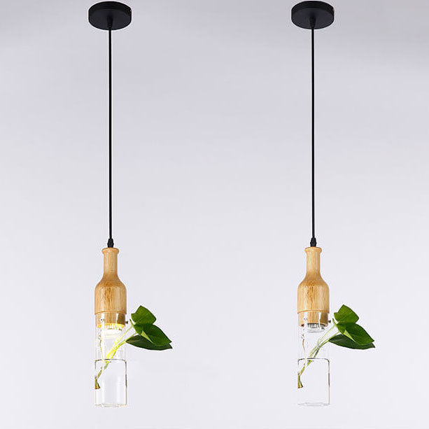 Lampe suspendue à 1 lumière pour plantes hydroponiques, bouteille en verre créative nordique 