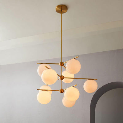 Nordic Minimalist Branch Magic Bean Glass Round Ball 3/6/9 Light Chandelier