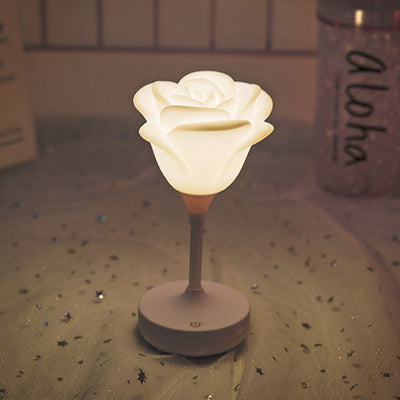 Moderne kreative Rose Kunststoff USB wiederaufladbare Nachtlicht Tischlampe 