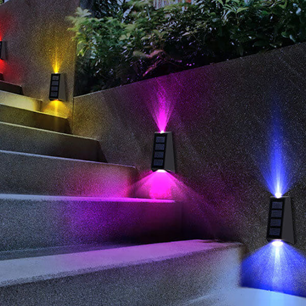 Einfache Trapez-Solar-RGB-Patio-LED-Wandleuchte für den Außenbereich