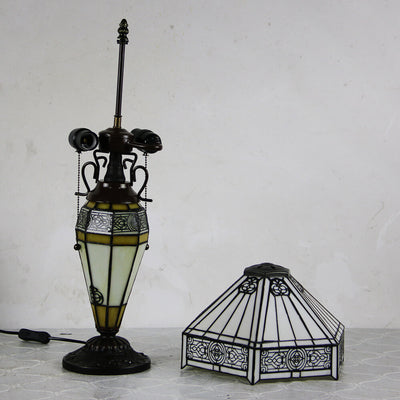 European Vintage Glass Iron 2-Light Table Lamp