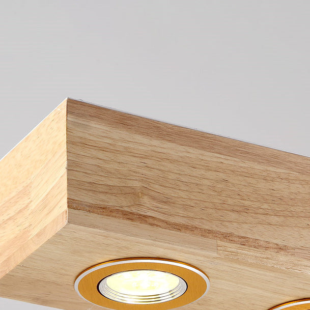 Nordic Minimalist Rectangular Solid Wood Acrylic LED Island Light Chandelier