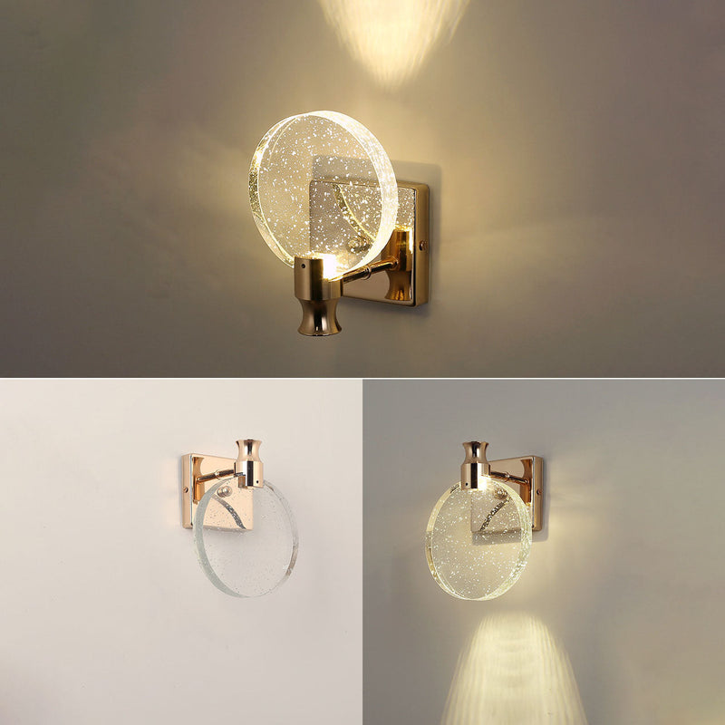 Modern Luxury Round Bubble Crystal Aluminum Iron LED Wall Sconce Lamp For Living Room